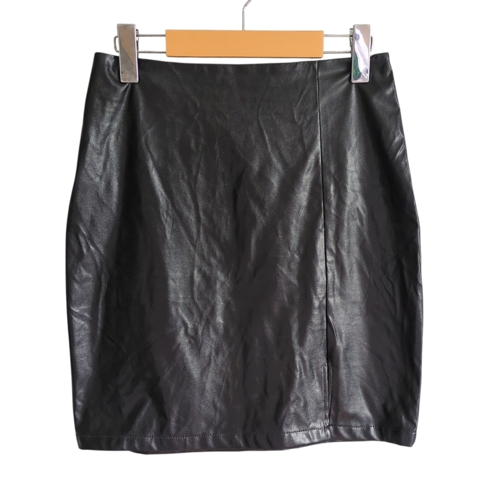 Shein‎ Black Faux Leather Mini Skirt Size Small